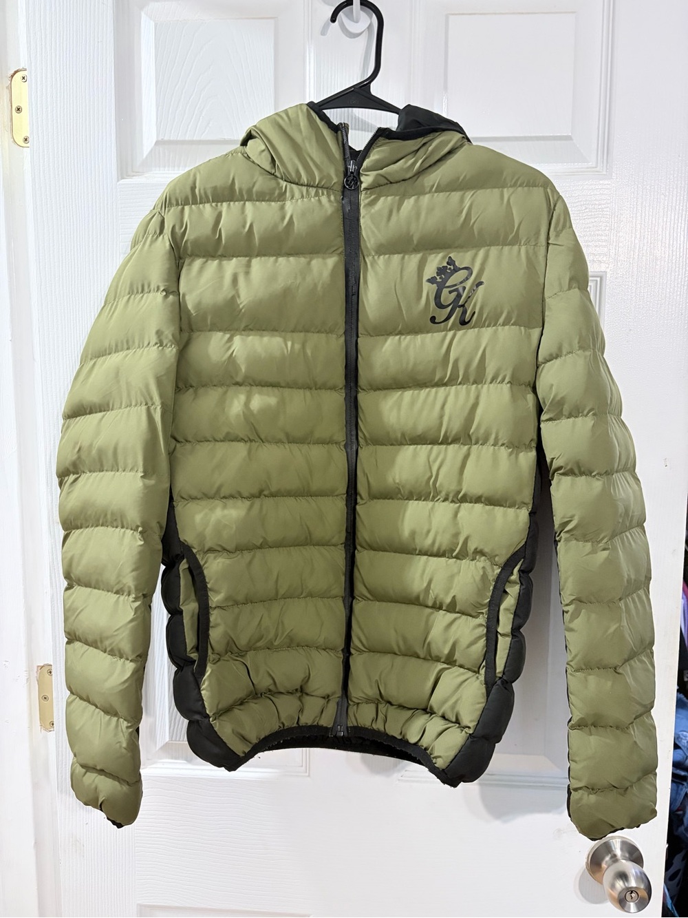 Gym King Men’s S Olive Black Hooded Puffer Down Jacket